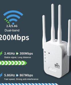 Alternative view of 1200Mbps WiFi Repeater Wireless WIFI Extender WiFi Booster 5G 2.4G Dual-band Network Amplifier Long Range Signal WiFi Router