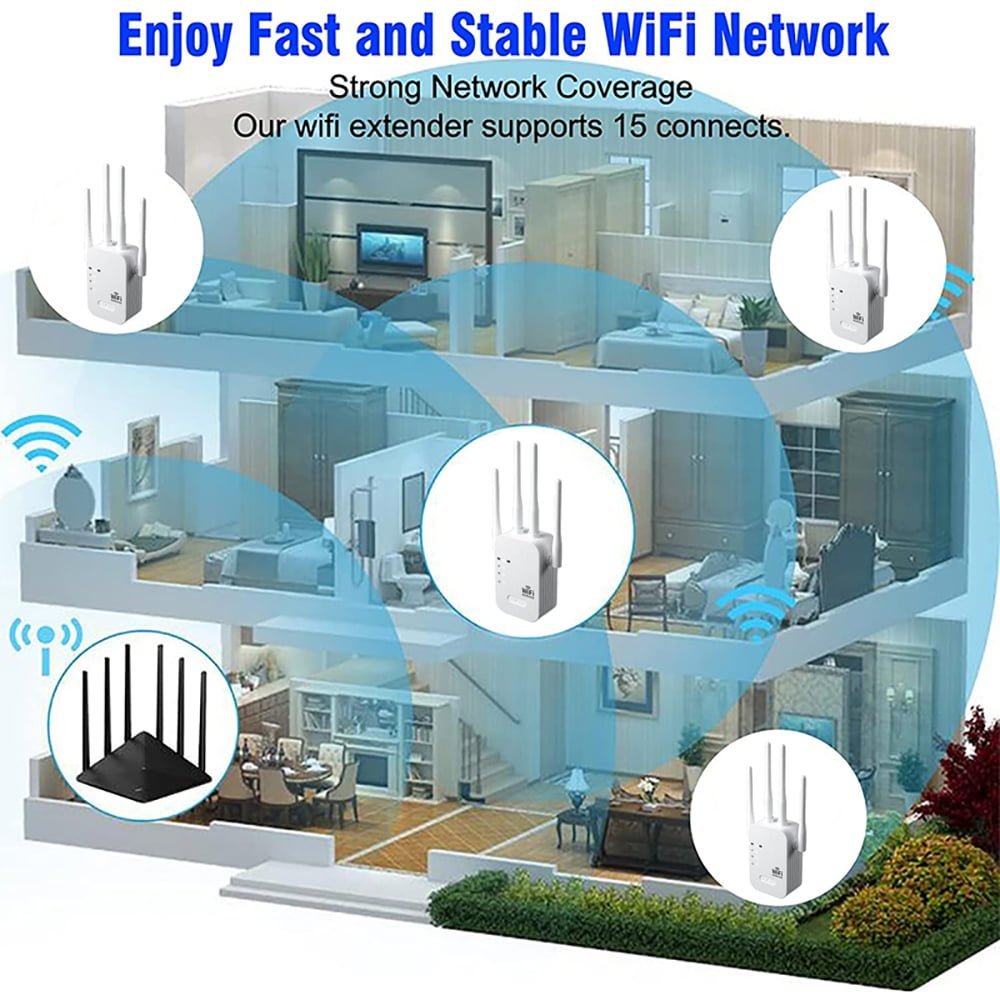 1200Mbps WiFi Repeater Wireless WIFI Extender WiFi Booster 5G 2.4G  Dual-band Network Amplifier Long Range Signal WiFi Router - Black Shepherd  Technologies