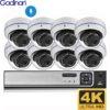 4K Video Surveillance Set 8MP POE Dome Vandel proof Camera Kit Audio Video Outdoor Home 4