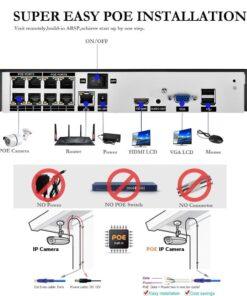 4K Video Surveillance Set 8MP POE Dome Vandel proof Camera Kit Audio Video Outdoor Home 4 3
