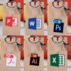 Cartoon Software Icon Keychain Creative PS AI Word Excel Acrylic Pendant Keyring