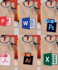 Cartoon Software Icon Keychain Creative PS AI Word Excel Acrylic Pendant Keyring