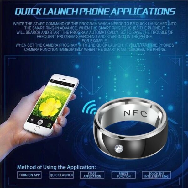 Fashion New Technology NFC Smart Finger Digital Stainless Steel Male And Female Couple Rings For Android 4