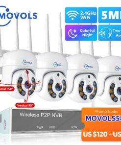 Movols H.265 3MP 5MP HD Wireless CCTV System Two Way Audio Waterproof PTZ WIFI IP Security Camera 8CH NVR Video Surveillance Kit