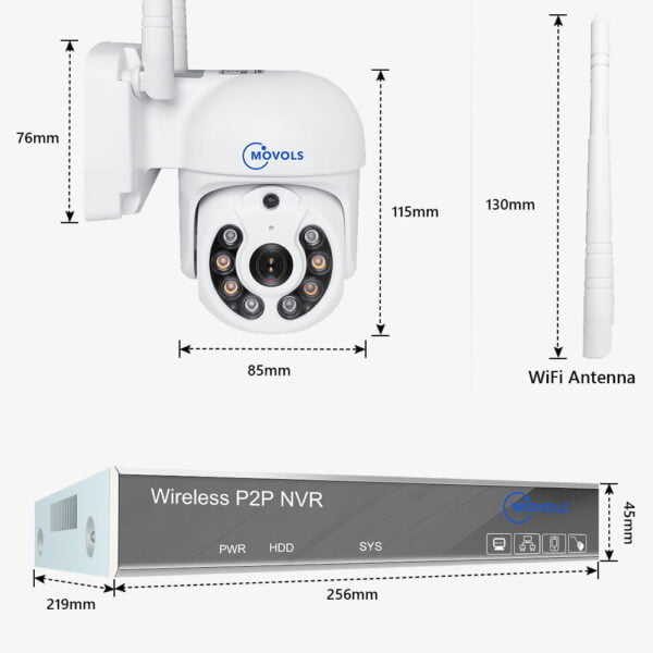 Movols H 265 3MP 5MP HD Wireless CCTV System Two Way Audio Waterproof PTZ WIFI IP 4