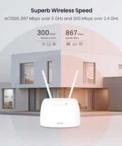 Tenda 4G Router SIM Card AC1200 Wireless Router Hotspot 64 Users 150mbps Beamforming 4G Wifi Router 1