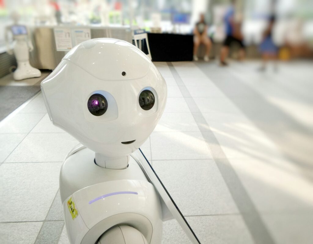 AI-Powered Travel Planning 1 white robot action toy