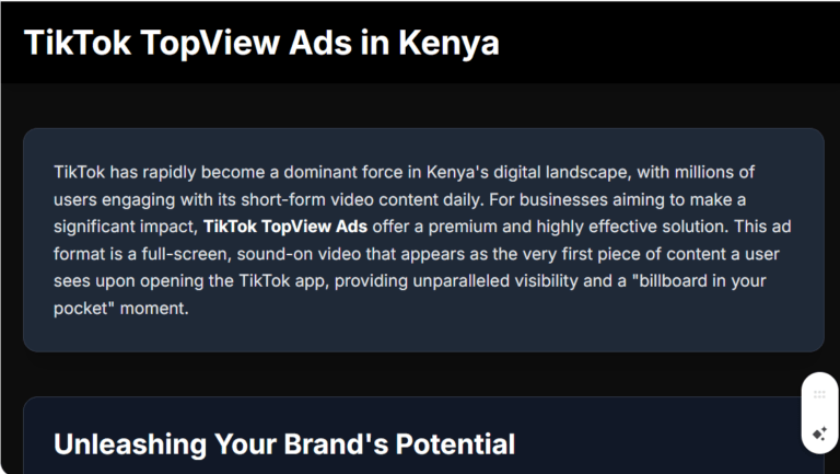 TikTok TopView Ads in Kenya