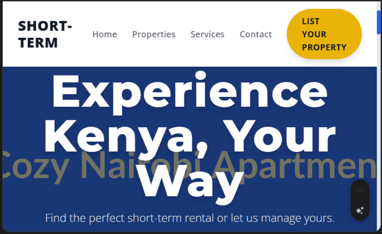 Short-Term Rentals/Airbnb Management Website Design in Kenya