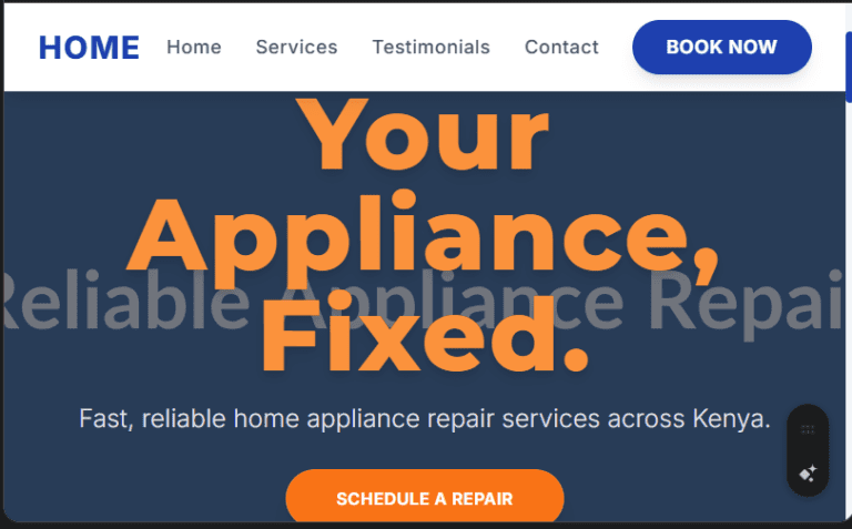 Home Appliance Repair Website Design in Kenya