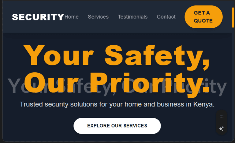 Security Services (Guards, Alarms, CCTV) Website Design in Kenya