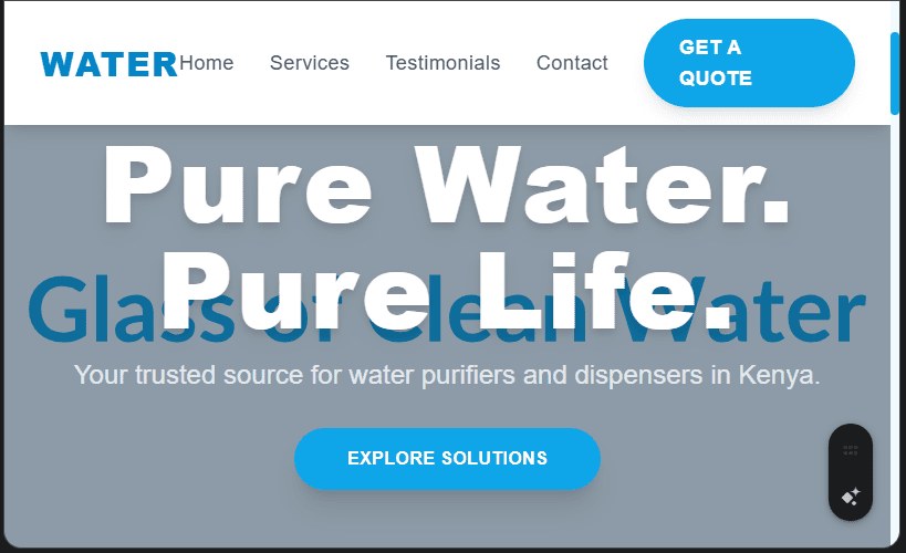 Water Purifier/Dispenser Sales & Service Website Design in Kenya