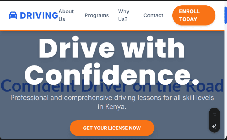 Driving School (Professional/Commercial) Website Design in Kenya