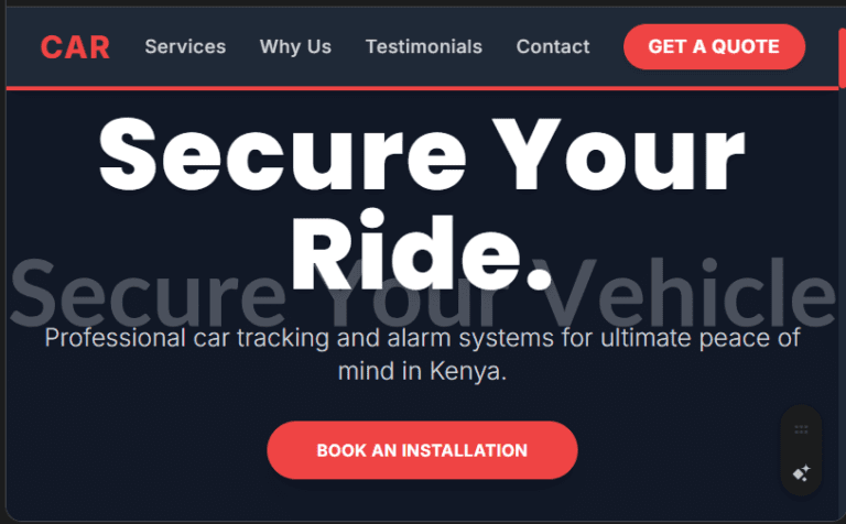 Car Track & Alarm Installation Website Design in Kenya