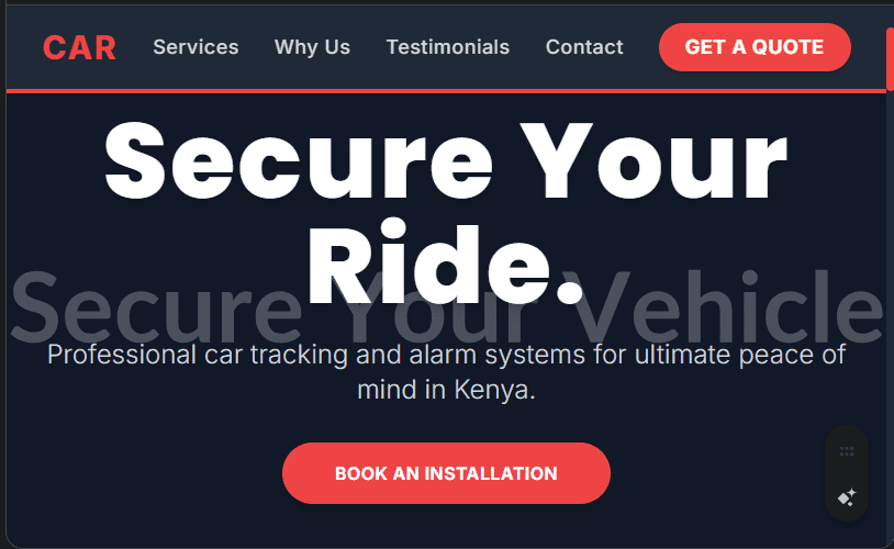 Car Track & Alarm Installation Website Design in Kenya