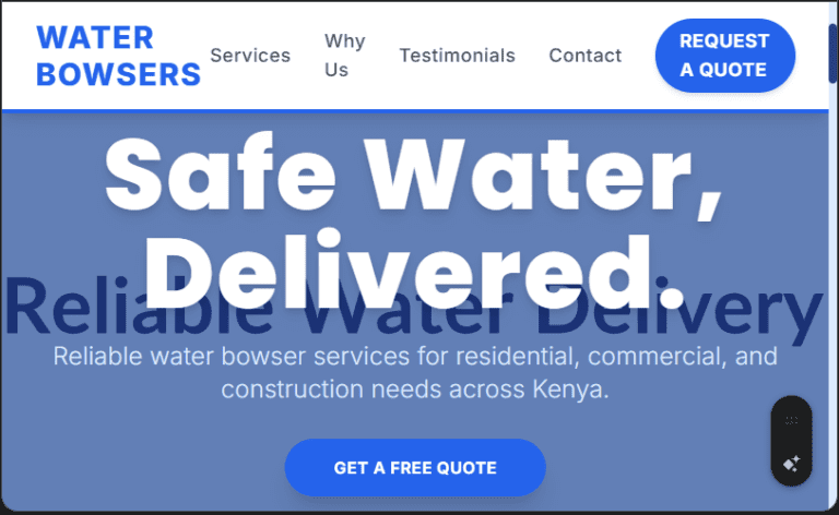 Water Bowsers & Transport Services Website Design in Kenya