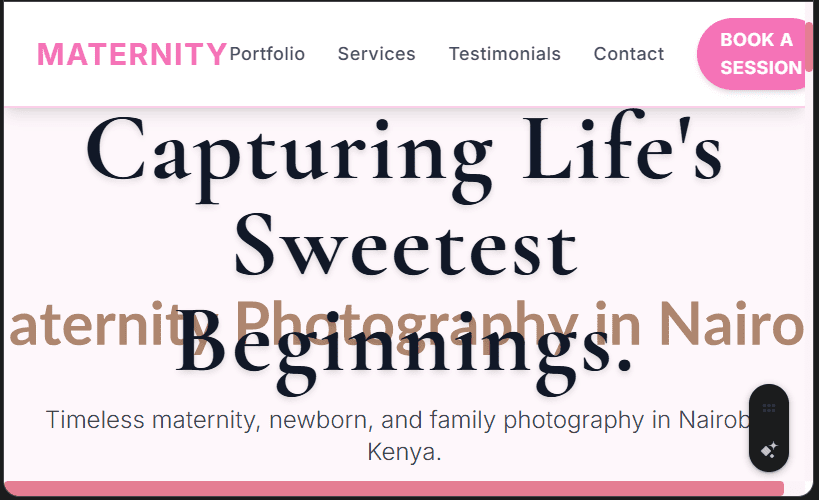 Maternity/Baby Photographer Website Design in Kenya