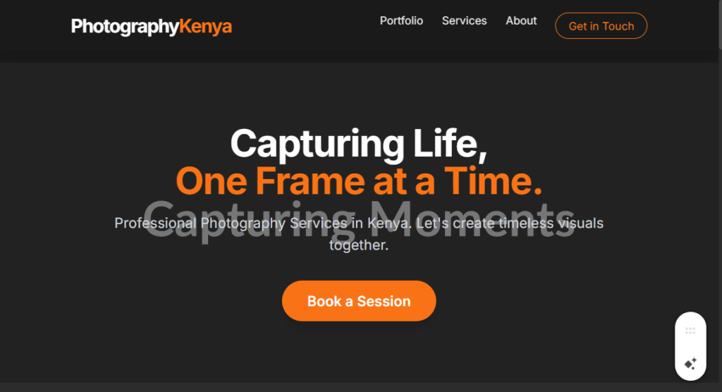 Photography/Videography Portfolio Website Design in Kenya