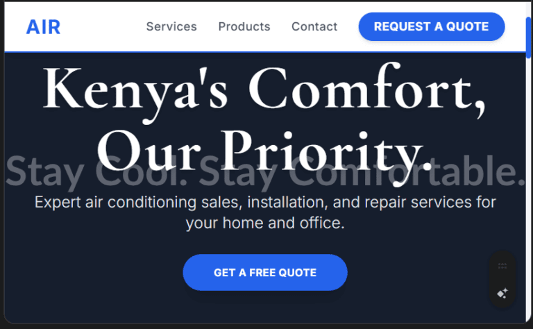 Air Conditioning Sales & Service Website Design in Kenya