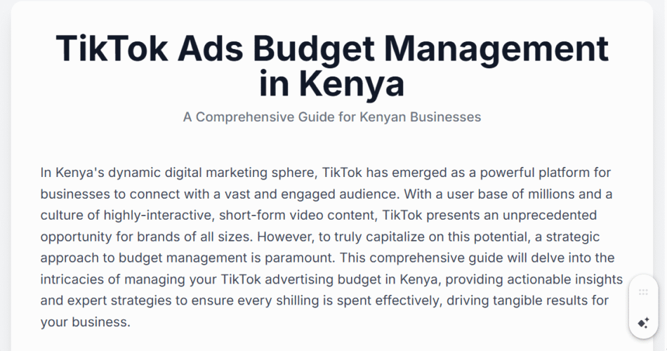 TikTok Ads Budget Management in Kenya
