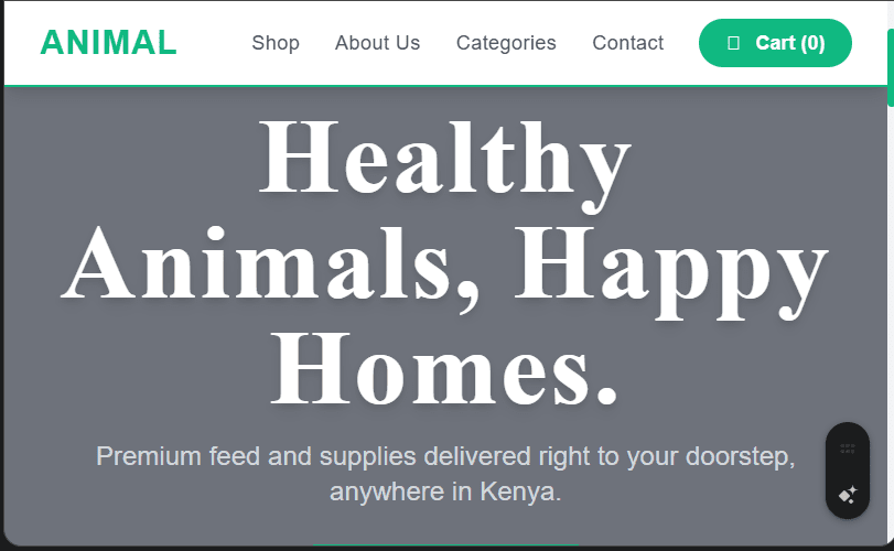 Animal Feed & Supplies (Online) Website Design in Kenya