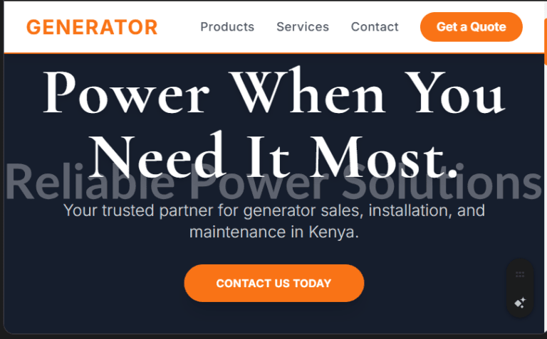 services 7 Generator Sales & Service Website Design in Kenya