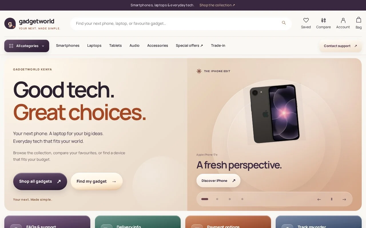 Gadget World website hero preview